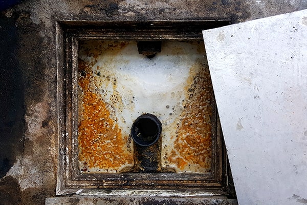 the process of grease trap cleaning involves removing built-up grease and food particles from the trap to prevent clogs and blockages